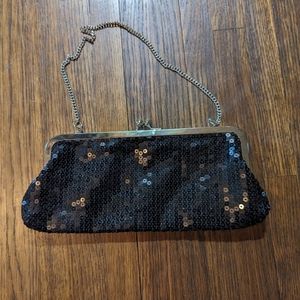 Loft Black Sequin Clutch